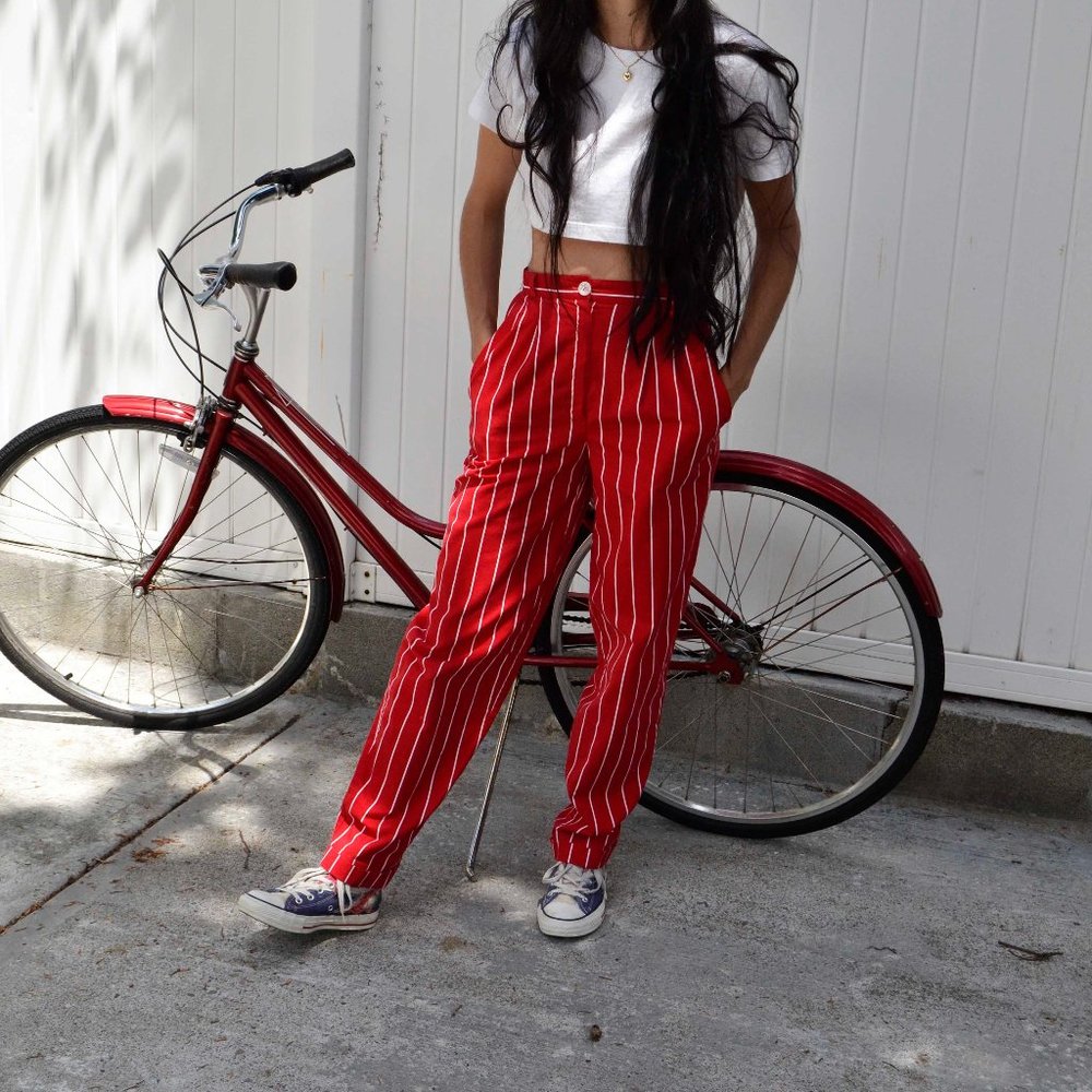 vintage high waisted red pants size 25 xs/s